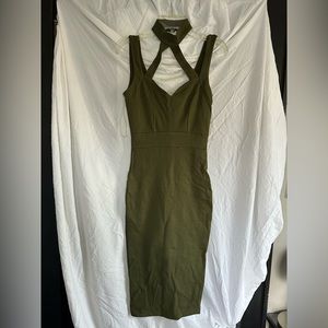 Olive green mid length dress